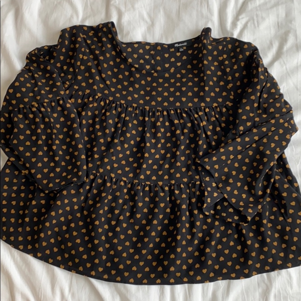 Heart printed silk top